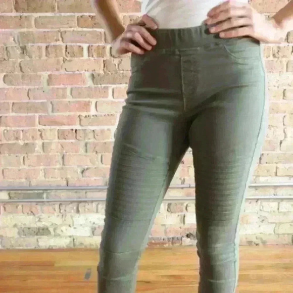 Olive Moto Skinny Jeggings - Picture 4 of 7